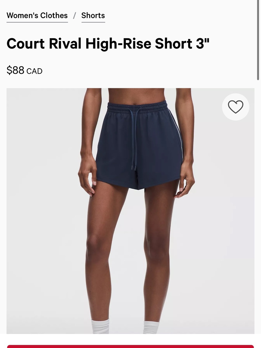 lululemon athletica Court Rival High-Rise 3" Shorts — Navy